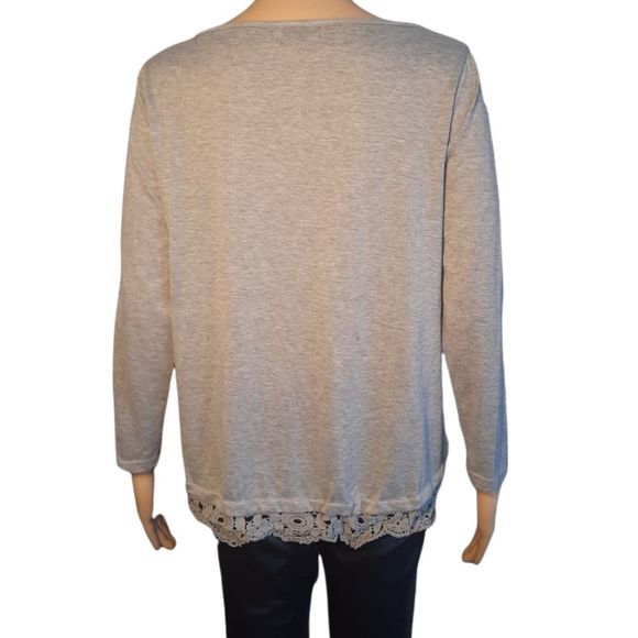 Gamiss Shirt Womens Heather Gray Crochet Size Large - Picture 3 of 8